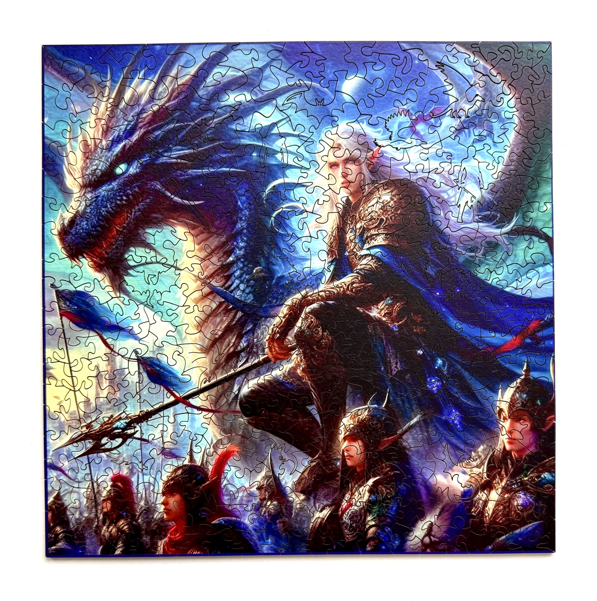 Holzpuzzle von Fragmentis für Erwachsene Drachenreiter Schnitt Gesamtansicht