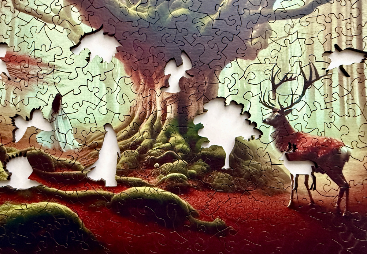 Holzpuzzle von Fragmentis für Erwachsene Feenwald Detailansicht Schnitt