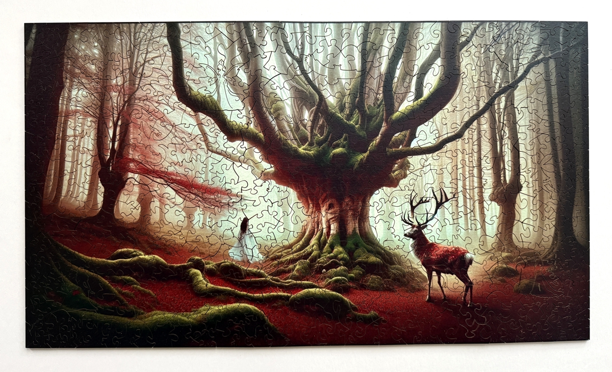 Holzpuzzle von Fragmentis für Erwachsene Feenwald Schnittansicht gesamt