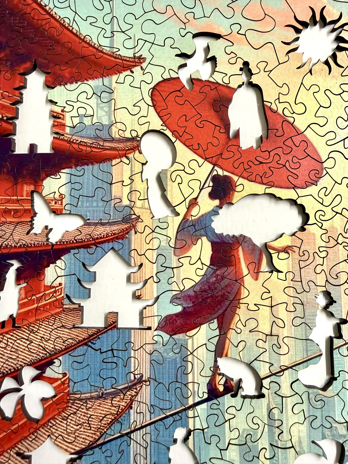 Holzpuzzle von Fragmentis für Erwachsene Zeitenwandlerin Details Schnitt